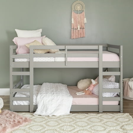Manor Park Solid Wood Twin over Twin Floor Bunk Bed - Grey - Walmart.com