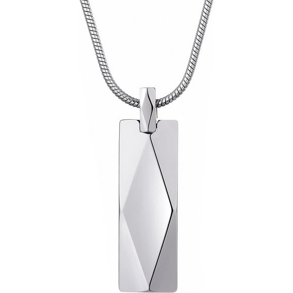 Collier Pendentif Barre en Carbure de Tungstène pour Hommes Femmes Chaîne Serpent en Acier Inoxydable