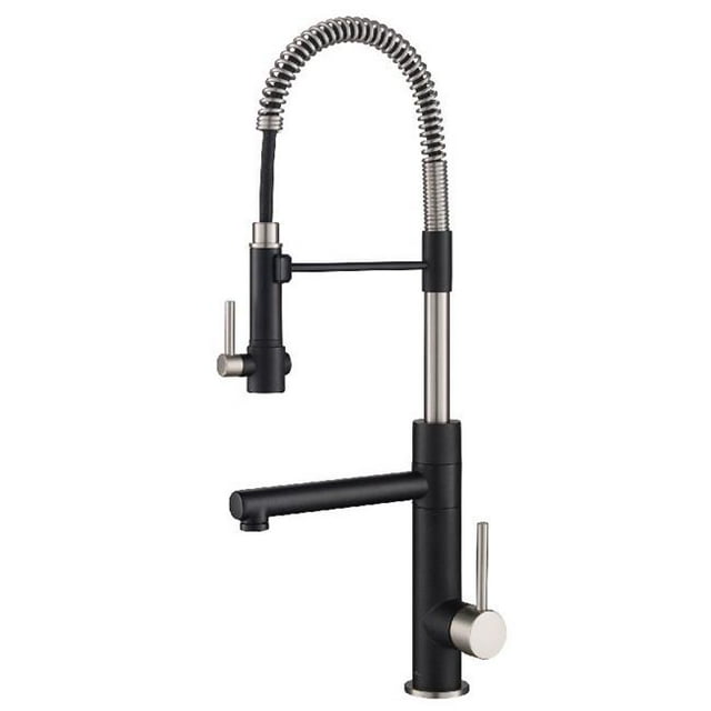 Kraus KPF-1603SFSMB Artec Pro Spot Free 2-Function Commercial Style Pre-Rinse Kitchen Faucet with Pull-Down Spring Spout & Pot Filler, Stainless Steel & Matte Black