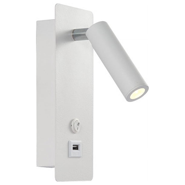 Apliques de pared blancos 3000K para dormitorio, lámpara de pared LED para interiores, aplique de pared para escalera, interruptor para cabecero/LED 3W COB/pasillos, garajes, hoteles, rotación de 360