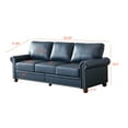 thumbnail image 4 of Upholstered 3 Seat Sofa with Solid Wood Legs, Modern PU Leather Sofa Couch with Round Armrest, Lounge Sofa for Living Room, Bedroom, Apartment, Office, Navy Blue, 4 of 9