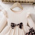 thumbnail image 4 of HCNTES Girls Clothes Outfits For Girls Girls Fall Clothing Sets Stylish Sweatsuit Outfits Ruffle Bowknot Top Leopard Print Pants Set, 4 of 5