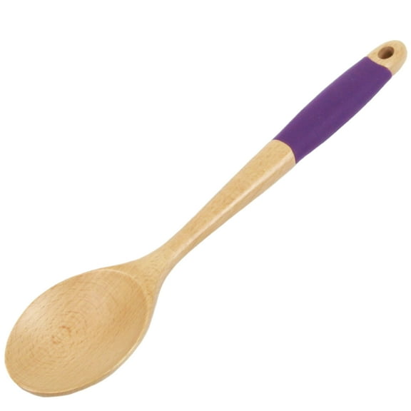 Chef Craft Premium Silicone Handle Wooden Spoon, 14 inch, Purple