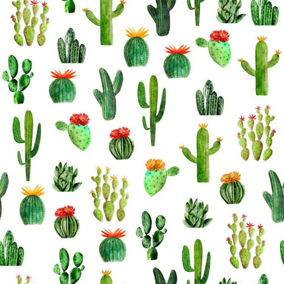 Cowboy Up Cactus White Cotton Fabric