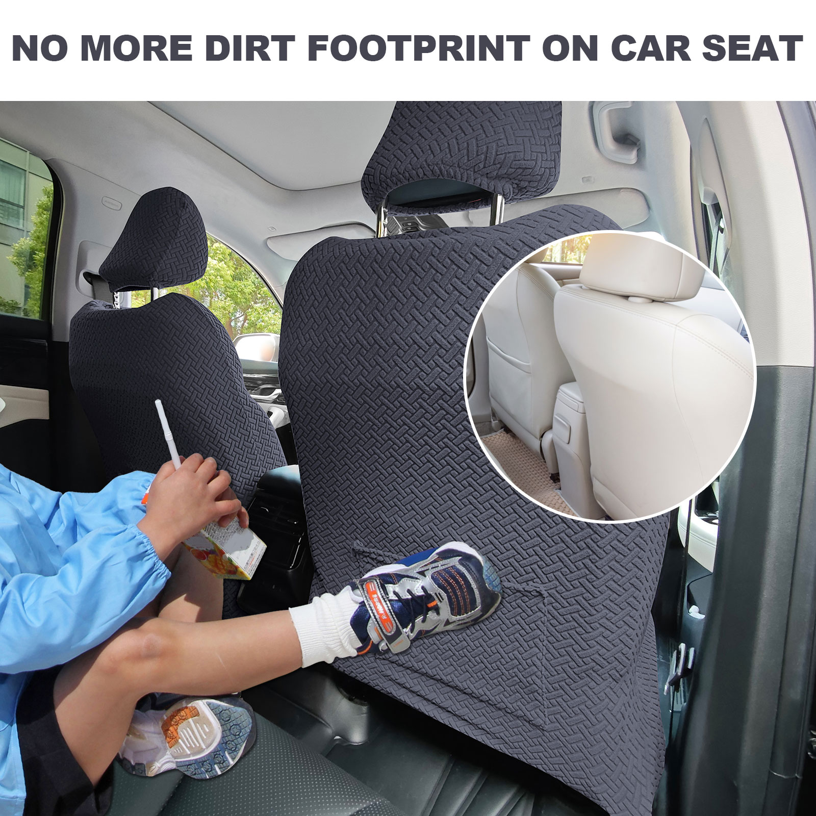 Eurhowing Universal Car Seat Covers, Non-Slip Front Car Seat Covers Set of 2, Breathable Jacquard Auto Seat Protectors for Cars SUV Sedan Truck, Dark Gray