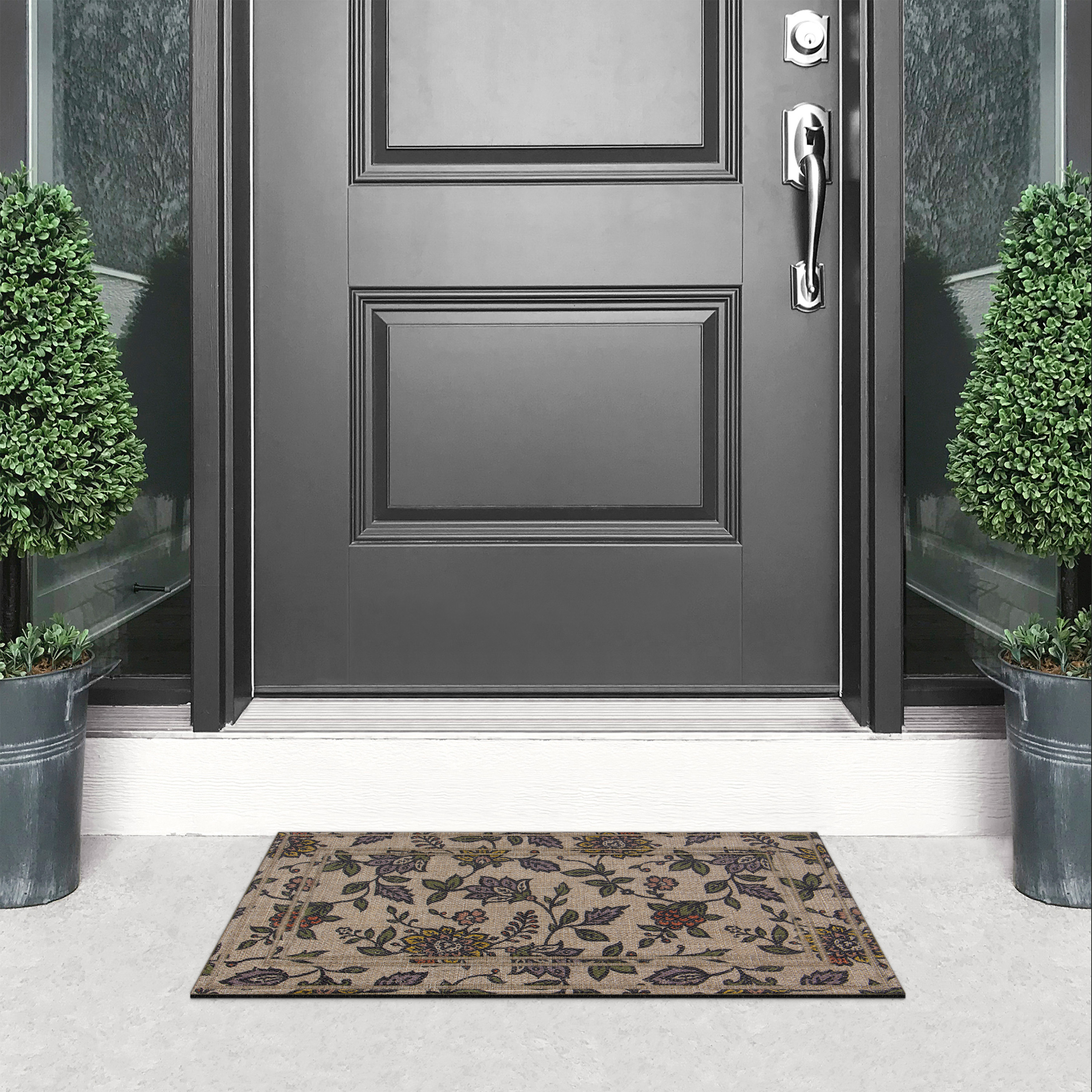 Garden Jacobean Floral, Apache Mills Sisal 18x30 Indoor Outdoor Entrance Doormat