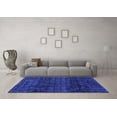 thumbnail image 3 of Ahgly Company Machine Washable Indoor Round Abstract Blue Modern Area Rugs, 3' Round, 3 of 4