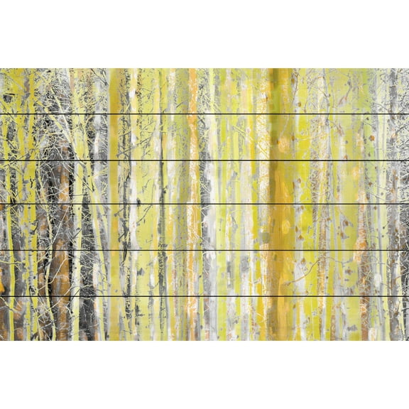 Parvez Taj 'Aspen Forest 2' Painting Print on White Wood 36 x 24