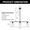 thumbnail image 3 of Briignite 3-Light Black Pendant Lights, Kitchen Island Lighting Fixture Dining Room Ceiling Light  with Clear Glass Shade, Adjustable Height, 3 of 6