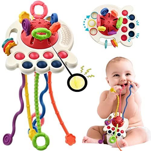 Sensory Toddler Travel Toys for 1 2 Year Old Boy Girl Birthday Gift,Soft Silicone Baby Teething Fidget Educational Learning Toys for Infant 6 9 12 18 Months