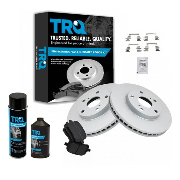 TRQ Front Metallic Brake Pad & G-Coated Rotor Kit w/Chemicals for Toyota Lexus BKA17078