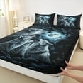 thumbnail image 3 of Manfei Wild Wolves Bed Sheets Set Full Size,Jungle Wildlife Bedding Sets Full Size,Howling Wolf Bed Sheets Full,Breathable Bedroom Decor,4-Piece, 3 of 7