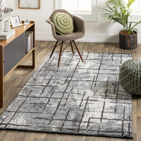 Hauteloom Mace Living Room, Bedroom Area Rug - Modern - Gray, Beige, Blue - 9'10" x 13'