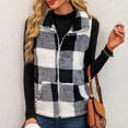 thumbnail image 5 of Cavosen Vest for Women Sleeveless Stand Collar Fleece Vest with Pocket Zipper Hooded Plaid Loose Jacket Windproof Warm Versatile Outerwear, 5 of 7