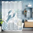 thumbnail image 6 of No Hook Shower Curtains with Snap-in Liner Set, Teal Blue Coastal Waterproof Hotel Style Bathroom Shower Curtain, Summer Lobster Coral Nautical Breathable Mesh Top Window Bath Curtains 60''x72'', 6 of 9