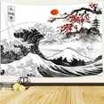 thumbnail image 3 of Japanese Tapestry, Cherry Blossom Tapestry, Asian Japanese Wall Tapestry, Japanese Tapestry Kanagawa Tapestry, Mount Red Sun Tapestry for Bedroom Living Room(60"X40" inch), 3 of 6