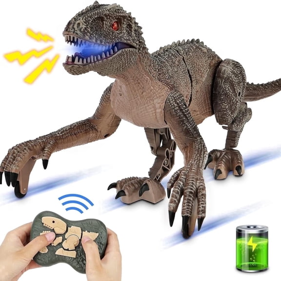 95272FUNN 19" Large Remote Control Dinosaur Toys for Boys Kids, Electronic RC Robot Toy Walking Roaring Spray Dinosaur Gift for Birthday Christmas for Kids 3 Year