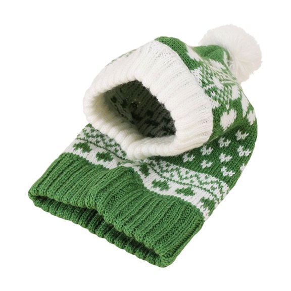 Dog Winter Hat Scarf Set Knitted Pet Christmas Warm Accessories, Cozy Neck Ear Warmer Hood for Small Medium Large Cats Dogs, Holiday Party Photo Outfit Cold Weather Gear M