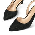thumbnail image 5 of Pennysue Women's Slingback Heels Black Glitter Pointed Toe Dress Pumps 7.5M, 5 of 8