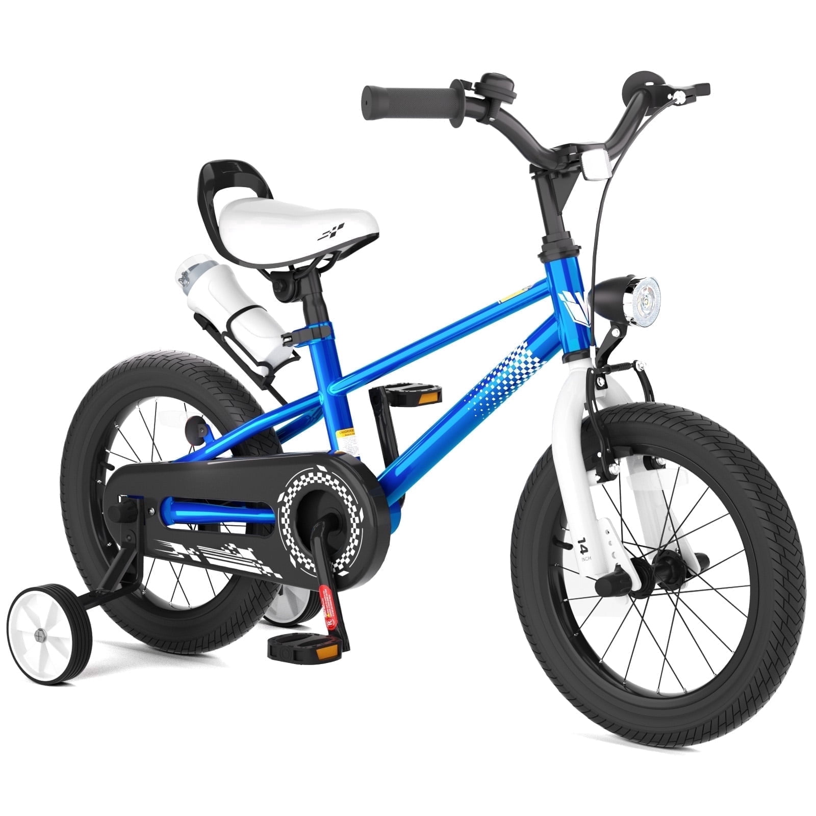 Korimefa Kids Bike Boys Bicycle 14 inch for Children Age 4-8 Years Old, Toddler Sport Cycling with Training Wheels, Hi-Ten Steel Frame, Blue