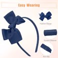thumbnail image 4 of Diademas con lazo, diadema con lazo, moda antideslizante, azul oscuro de 0,35 pulgadas de ancho, diadema con lazo, para niñas y mujeres, 4 of 7