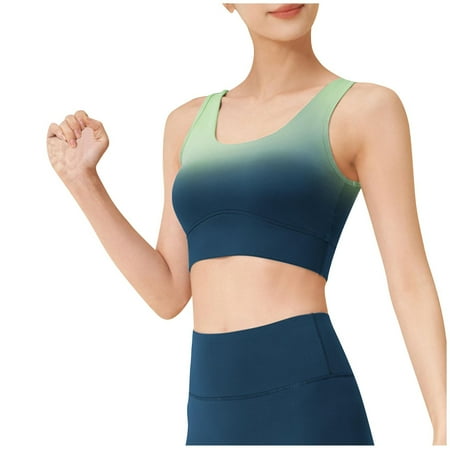 ATOYSOY Women s Everyday Bra Sports Bra Yoga Running Activewear Thin Lightly Slim Basic Tank Tops Colorblock Underwear Push Up Bralette Comfort Bra Clearance Breathable Green S