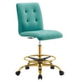 thumbnail image 2 of Modway Prim Metal and Performance Velvet Armless Drafting Chair in Gold/Teal, 2 of 9