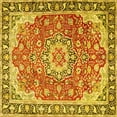 thumbnail image 1 of Ahgly Company Machine Washable Indoor Square Persian Yellow Traditional Area Rugs, 5' Square, 1 of 4