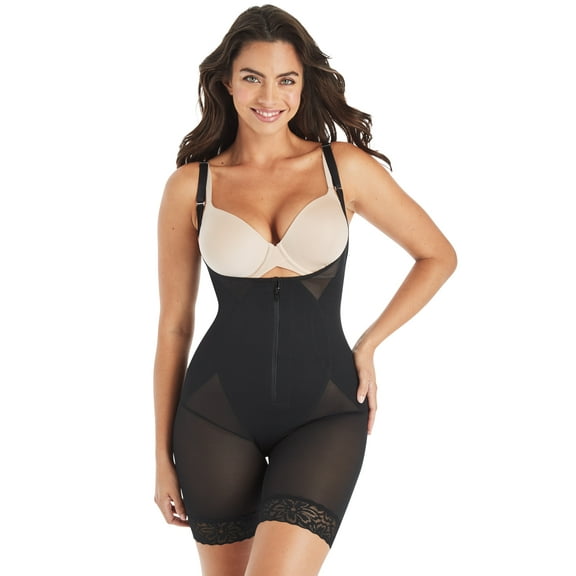 Maidenform Womens Shapewear Ultra Sculpts Open Bust Romper, Style FLS106, Sizes up-to 3XL