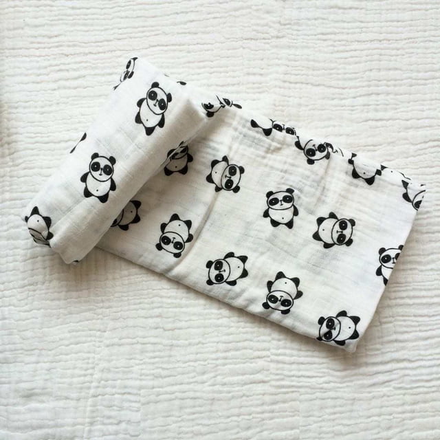 Manta Muselina para bebé 100% algodón, Suave y Transpirable, 110cm X 120cm cobijas y frazadas Panda