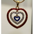 thumbnail image 2 of Rhinestone USA American Flag Triple Heart Patriotic 4th of July Independence Day Pendant Necklace, 2 of 7