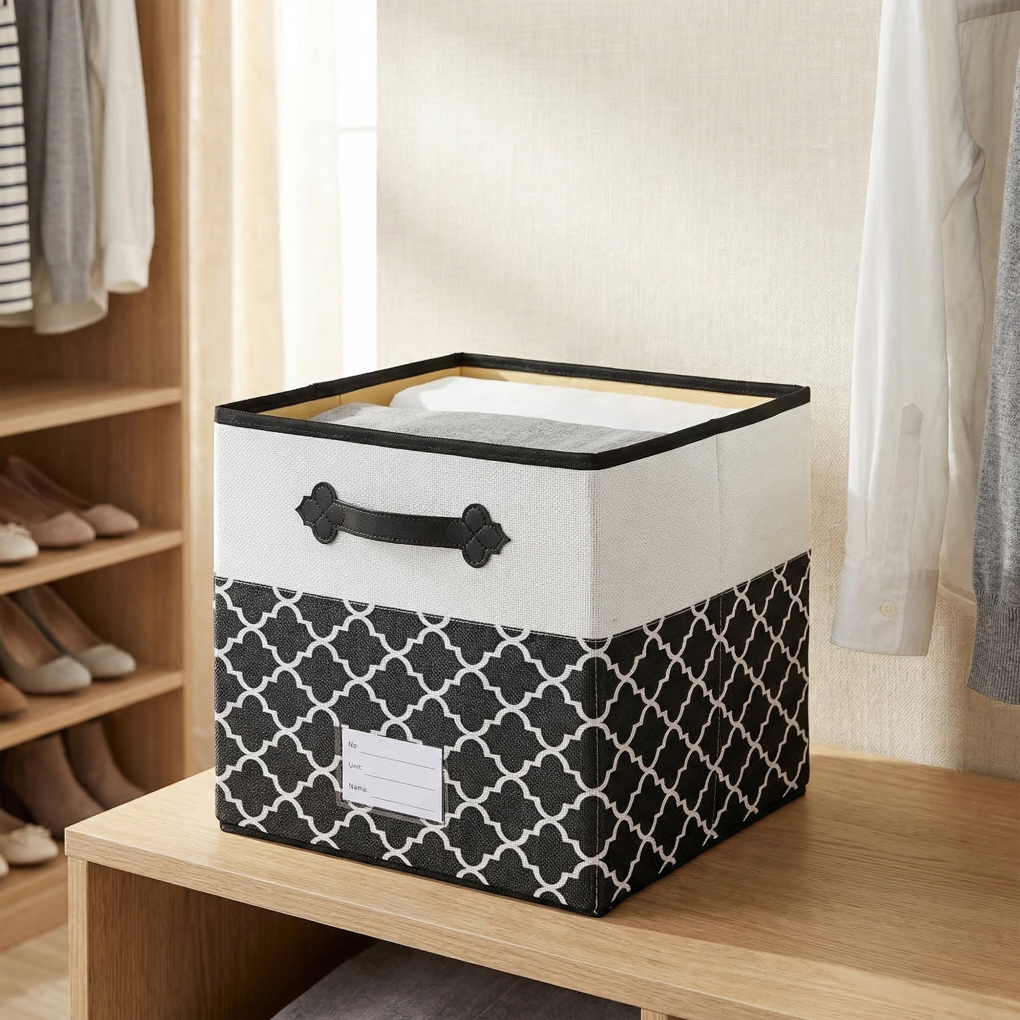 Unique Bargains Storage Basket with Handle for Organizing Objects Black 11.8"x11.8"x11.8"