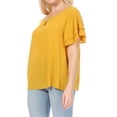 thumbnail image 2 of Women's Casual Flowy Short Flutter Sleeve Round Neck Key Hole Blouse Top, 2 of 6