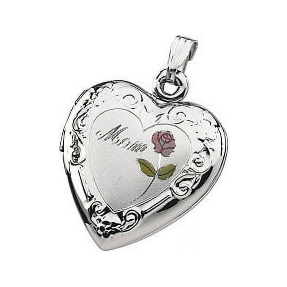 Sterling Silver Heart "MOM" Picture Locket - 3/4 Inch X 3/4 Inch