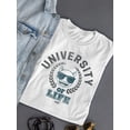 thumbnail image 3 of University of Life - Dark Emoji College Style Graphic Women's T-shirt, 3 of 4