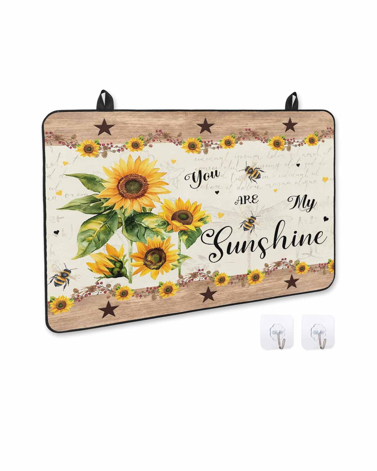 nqOlkjepod Large Induction Cooktop Protector Mat 24"x21", Sunflower Stove Top Covers for Electric Stove, Vintage Summer Botanical Yellow Floral Pastoral Stove Burner Cover Mats Stove Cover