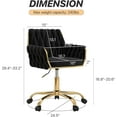 thumbnail image 3 of Velvet Modern Home Office Vanity Chair, 360° Swivel Adjustable Height Makeup Desk Chair with Golden Base and Hand Woven Backrest for Bedroom/Study/Vanity (Black), 3 of 16