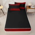 thumbnail image 4 of Erosebridal Chic Luminous Zipper Twin Comforter Sets with Fitted Sheet and 2 Pillowcases,Linear Streak Zipper Bedding Set,Crimson Black,Black Reversible, 4 of 6