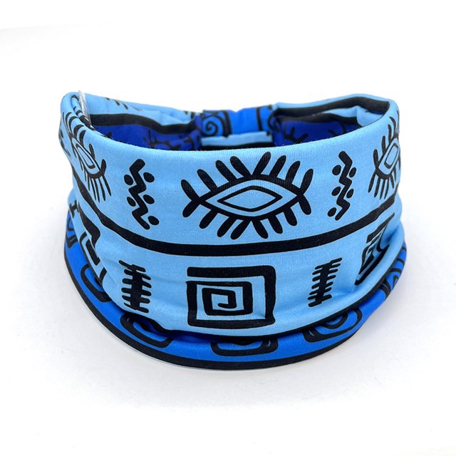 Banda para el cabello con borde ancho y estampado de estrellas y luna, para ejercicios de yoga y fitness