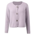 thumbnail image 4 of Cardigan for Women Knitted Button Down Light Light Purple Sweaters for Women Comfort Colors Fall Fashion Going Out Tops for Women, 4 of 5