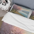 thumbnail image 4 of Designart "Waterside Cherry Blossom Trees II" Tree Floral Bedding Covert Set - Country Pink Landscapes Bed Set With 2 Shams, 4 of 6