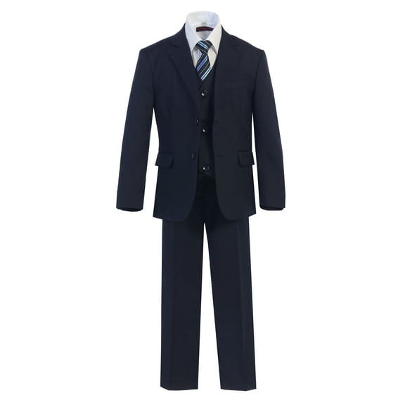 Magen Kids Boys Formal Suit 7pcs Set Suit 1-18 in Navy 2 Buttons (as1, numeric, numeric_1)
