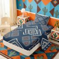 thumbnail image 3 of Erosebridal Aztec Aesthetic Twin Sheet Sets, Navy Brown Beige Bedding, 3 Pieces 1 Flat Sheet, 1 Fitted Sheet and 1 Pillowcase, 3 of 5