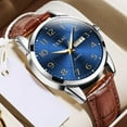 thumbnail image 3 of TAXAU Mens Brown Watches Brown Leather Strap Watch For Men Fashion Blue Dial Watches Men Calendar Watches Mens Analog Quartz Watches Waterproof Watches For Men Day Date Watches Men Wrist Watches, 3 of 11