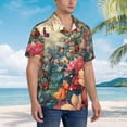 thumbnail image 3 of Honeii Butterflies In Blooming Garden Print Men’s Hawaiian Shirt,Classic Button-Down Short Sleeve Shirt, for Beach, Vacation, and Outdoor Activities,Large, 3 of 7