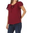 thumbnail image 2 of Women's Casual Petal Sleeve Blouse with Ribbon Tie and Keyhole Neckline, 2 of 6