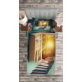 thumbnail image 3 of Ambesonne Fantasy Quilted Bedspread Set 2 Pcs, Magic Book and Animals, Twin Size, Teal and Yellow, 3 of 3