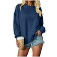 thumbnail image 7 of Quealent Crewneck Sweatshirts for Women Pullover Long Sleeve High Low Side Split Hem Basic Fall Fashion Sweatshirt Top Navy for Size XXL, 7 of 7