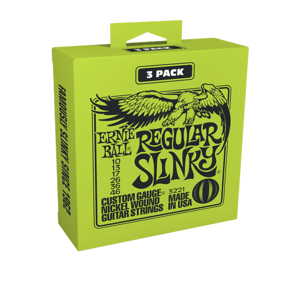 Ernie Ball Regular Slinky Nickel Wound Electric Guitar Strings - 10-46, 3 Pack
