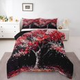 thumbnail image 2 of Erosebridal Red Cherry Blossoms Bedding Sets Twinwith Comforter, Tree Botanical Duvet Insert, Japanese Style Decor, Lightweight, 2 of 8